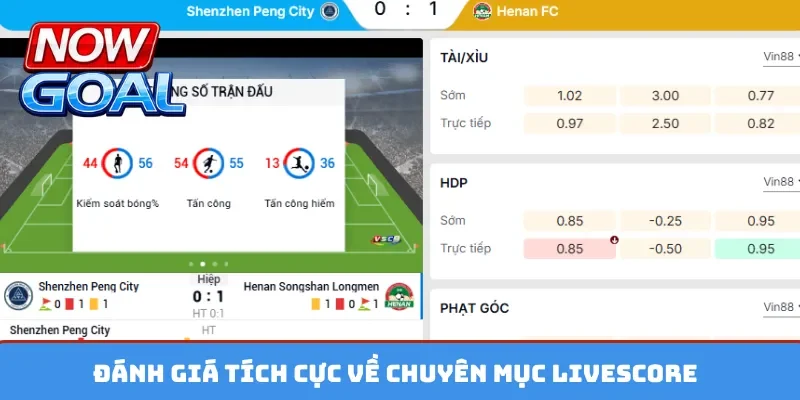 Đánh giá tích cực về chuyên mục livescore