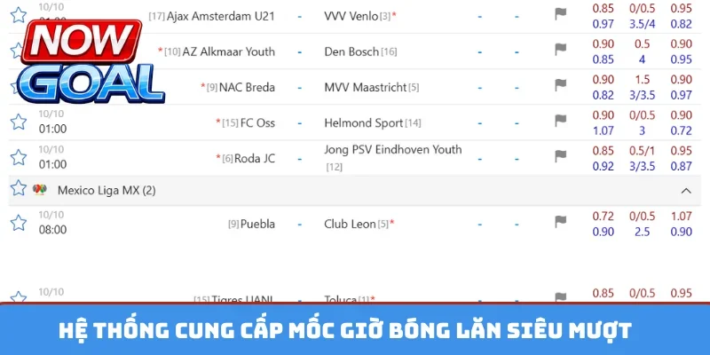 Hệ thống cung cấp mốc giờ bóng lăn siêu mượt