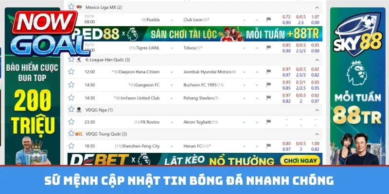 Sứ mệnh cập nhật tin bóng đá nhanh chóng